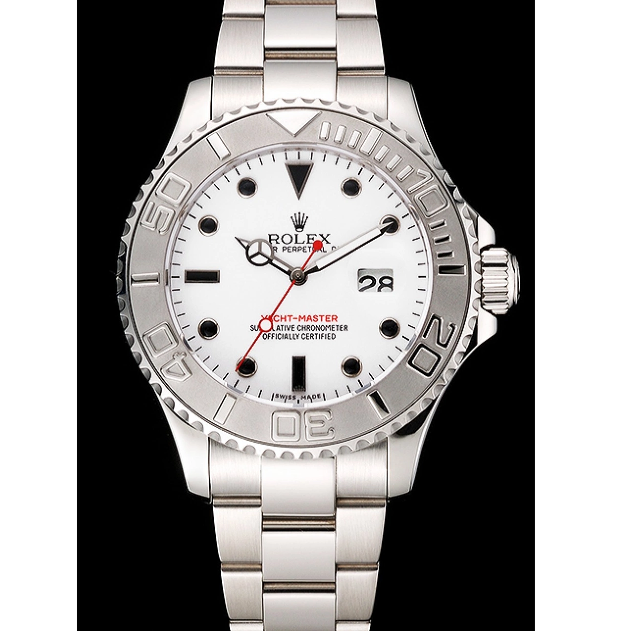 Rolex copies cheap And Steel Case Stainless Rolex Yacht-Master White Bracelet Dial 0817
